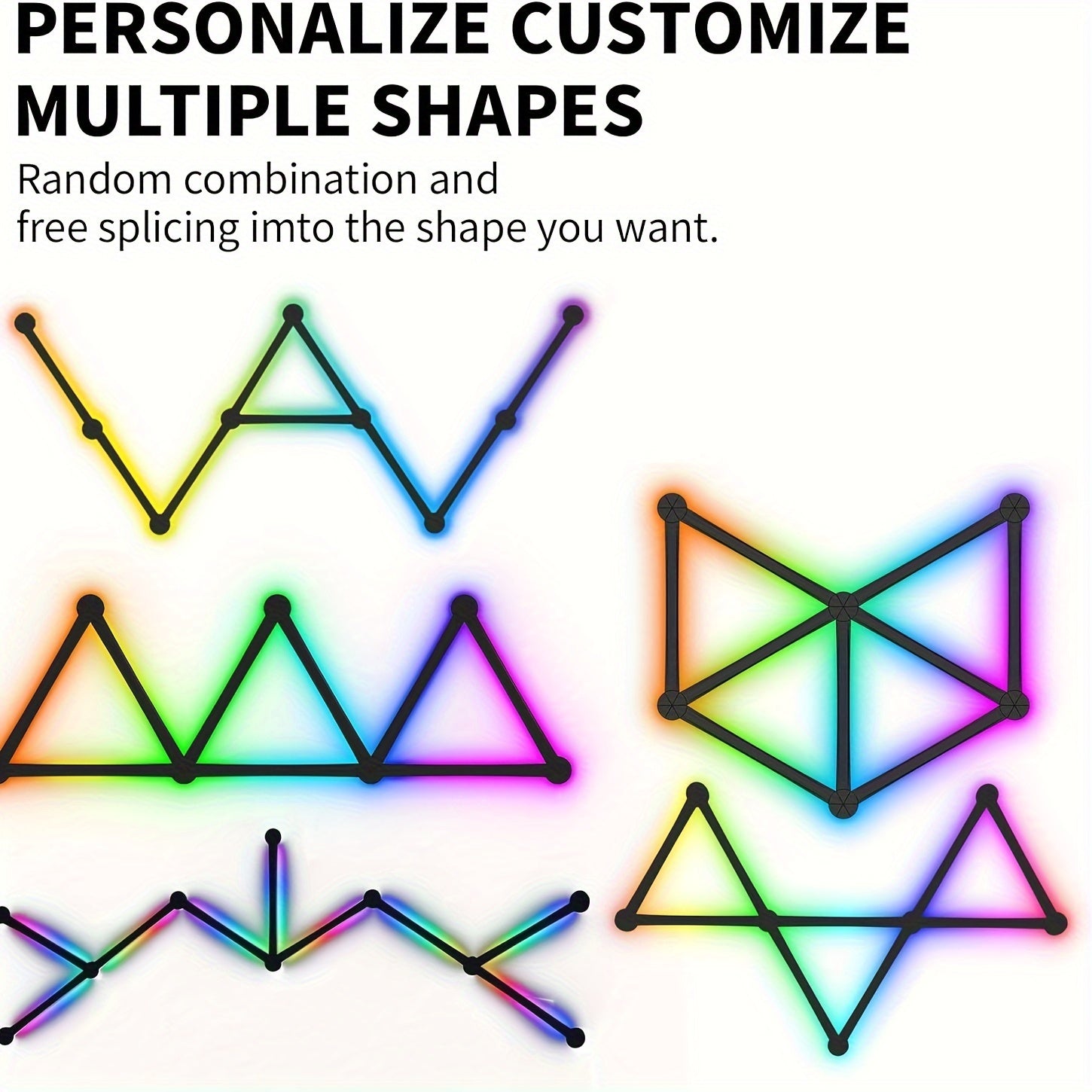 9pcs Smart RGB LED Wall Light With App Control Dimmable Color Changing, Music Synchronized Wall Ambient Decorative Light Bar Kit For Game Room, Bedroom, Living Room, TV Backlight