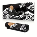 Large Extended Gaming Mouse Pad with Black Waves Design – Non-Slip Rubber Base, Vibrant Oceanic Artwork, Durable Stitched Edges for Gamers and Professionals, Gaming Accessories | Artistic Mousepad | Textured Surface, Mouse