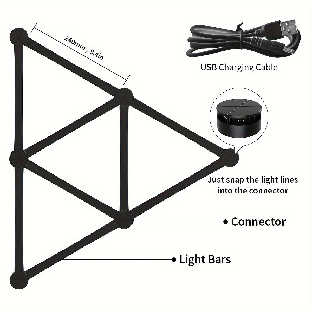 9pcs Smart RGB LED Wall Light With App Control Dimmable Color Changing, Music Synchronized Wall Ambient Decorative Light Bar Kit For Game Room, Bedroom, Living Room, TV Backlight