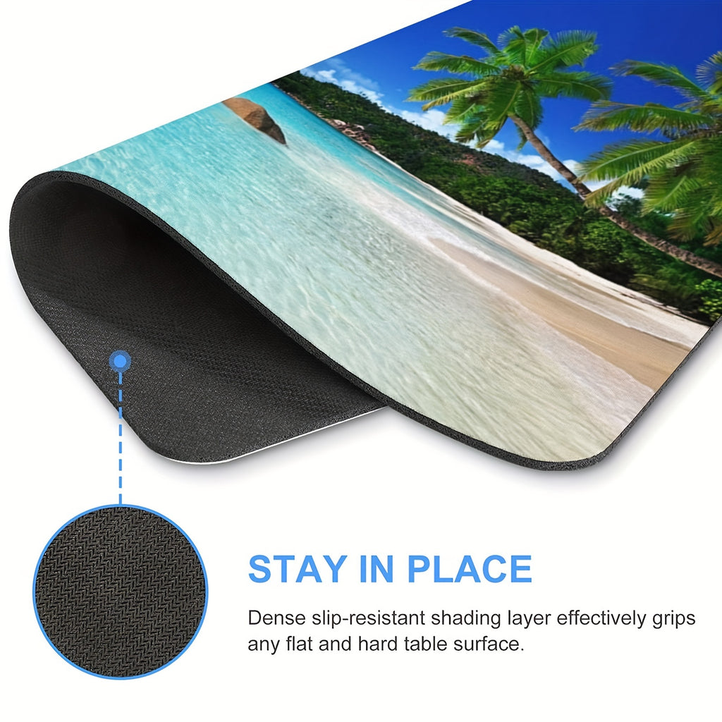 Square Beach Style Mouse Pad Thickened 9.45 * 7.9 Inches 3mm Thick Computer Anti-skid Rubber Mouse Pad