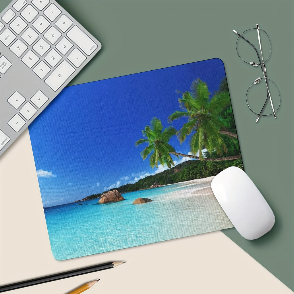Square Beach Style Mouse Pad Thickened 9.45 * 7.9 Inches 3mm Thick Computer Anti-skid Rubber Mouse Pad