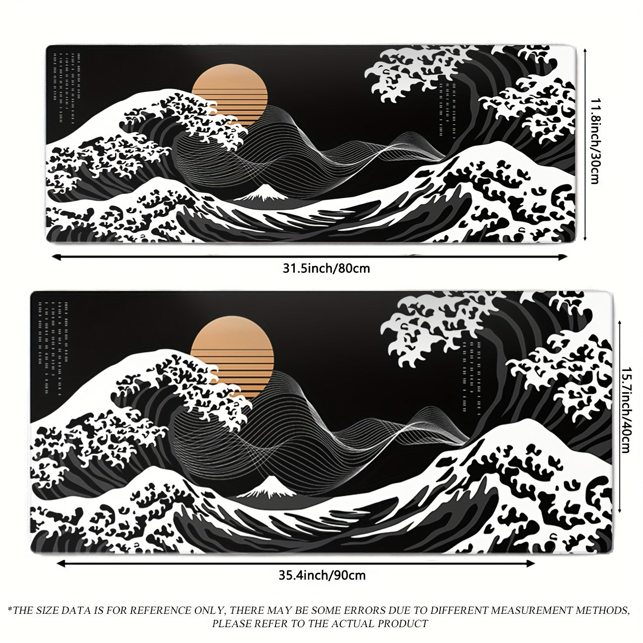 Large Extended Gaming Mouse Pad with Black Waves Design – Non-Slip Rubber Base, Vibrant Oceanic Artwork, Durable Stitched Edges for Gamers and Professionals, Gaming Accessories | Artistic Mousepad | Textured Surface, Mouse