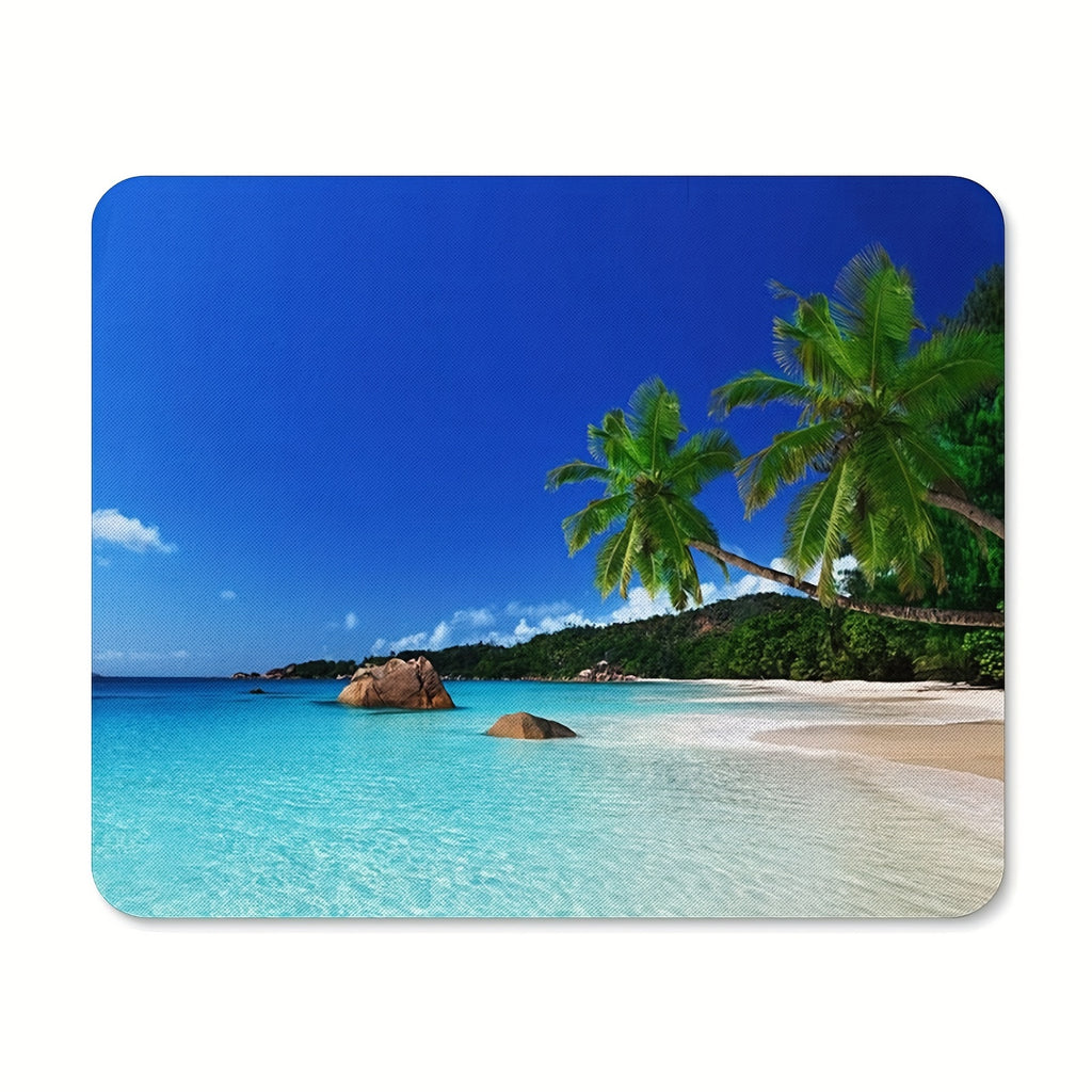 Square Beach Style Mouse Pad Thickened 9.45 * 7.9 Inches 3mm Thick Computer Anti-skid Rubber Mouse Pad
