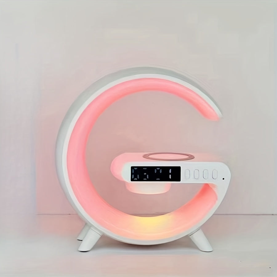 Wireless Wireless Speaker with RGB Light Strip, Adjustable Brightness Desk Lamp and Fast Charging Alarm Clock for Heavy Sleepers - USB Type-C, Ideal for Bedroom, Dorm, Gift