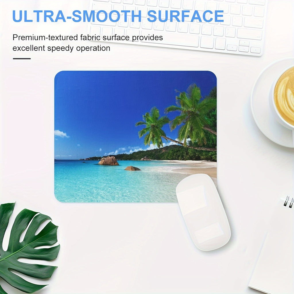 Square Beach Style Mouse Pad Thickened 9.45 * 7.9 Inches 3mm Thick Computer Anti-skid Rubber Mouse Pad