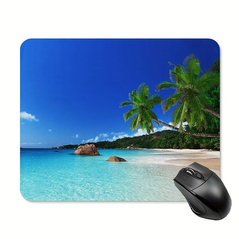 Square Beach Style Mouse Pad Thickened 9.45 * 7.9 Inches 3mm Thick Computer Anti-skid Rubber Mouse Pad