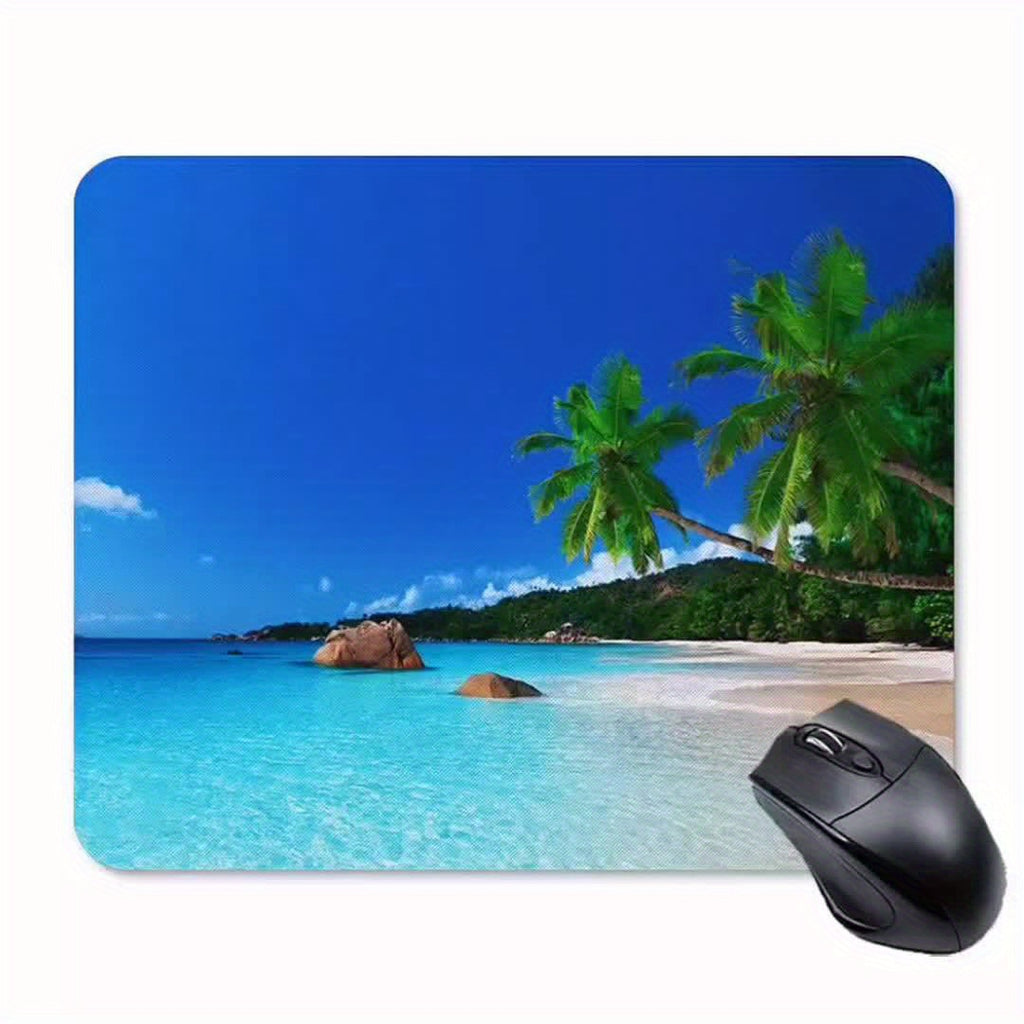 Square Beach Style Mouse Pad Thickened 9.45 * 7.9 Inches 3mm Thick Computer Anti-skid Rubber Mouse Pad