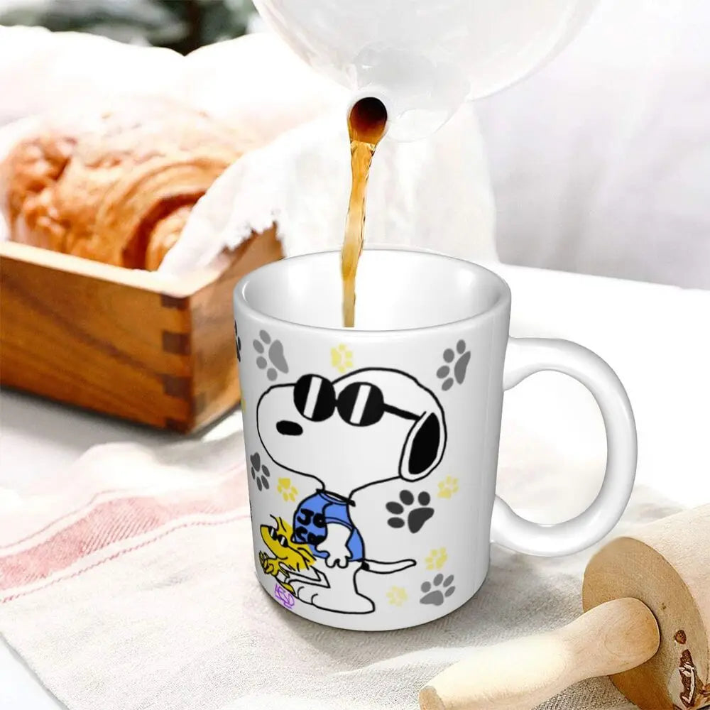 Custom Cartoon Snoopy Woodstock Animation Coffee Mug DIY Ceramic Milk Tea Cups