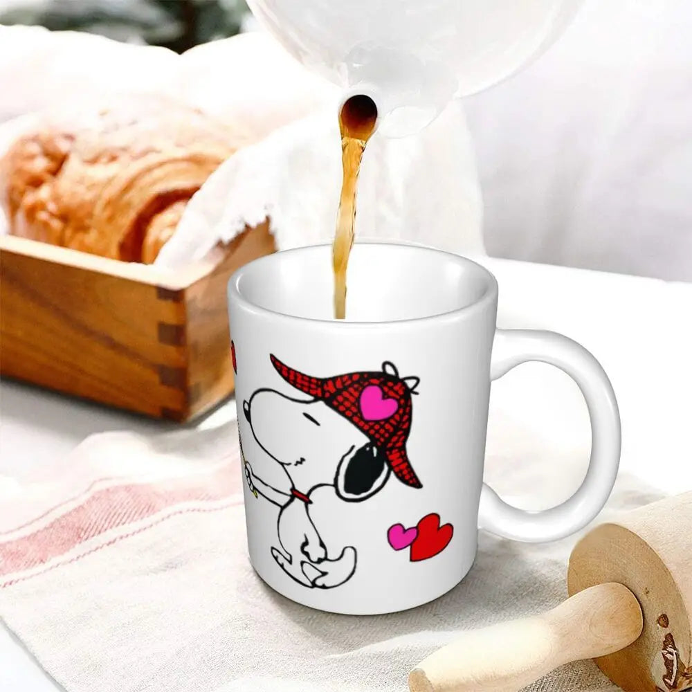 Custom Cartoon Snoopy Woodstock Animation Coffee Mug DIY Ceramic Milk Tea Cups