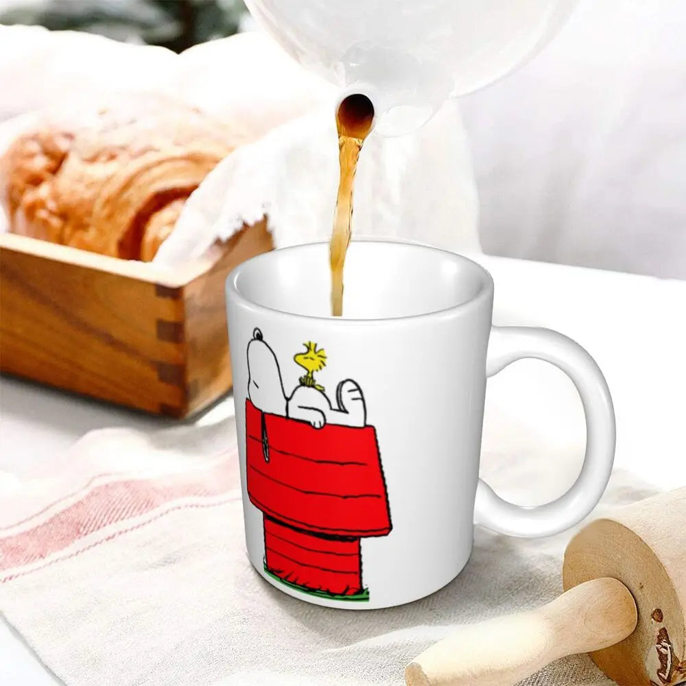 Custom Cartoon Snoopy Woodstock Animation Coffee Mug DIY Ceramic Milk Tea Cups