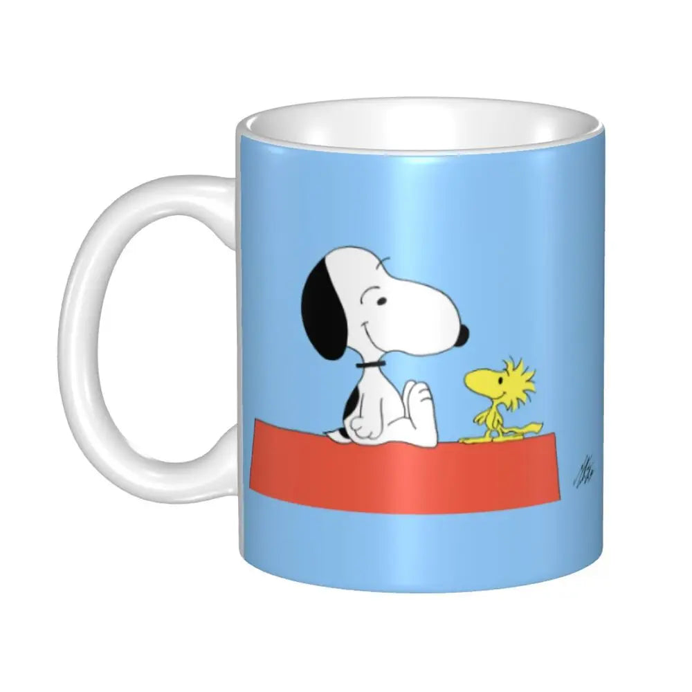 Custom Cartoon Snoopy Woodstock Animation Coffee Mug DIY Ceramic Milk Tea Cups