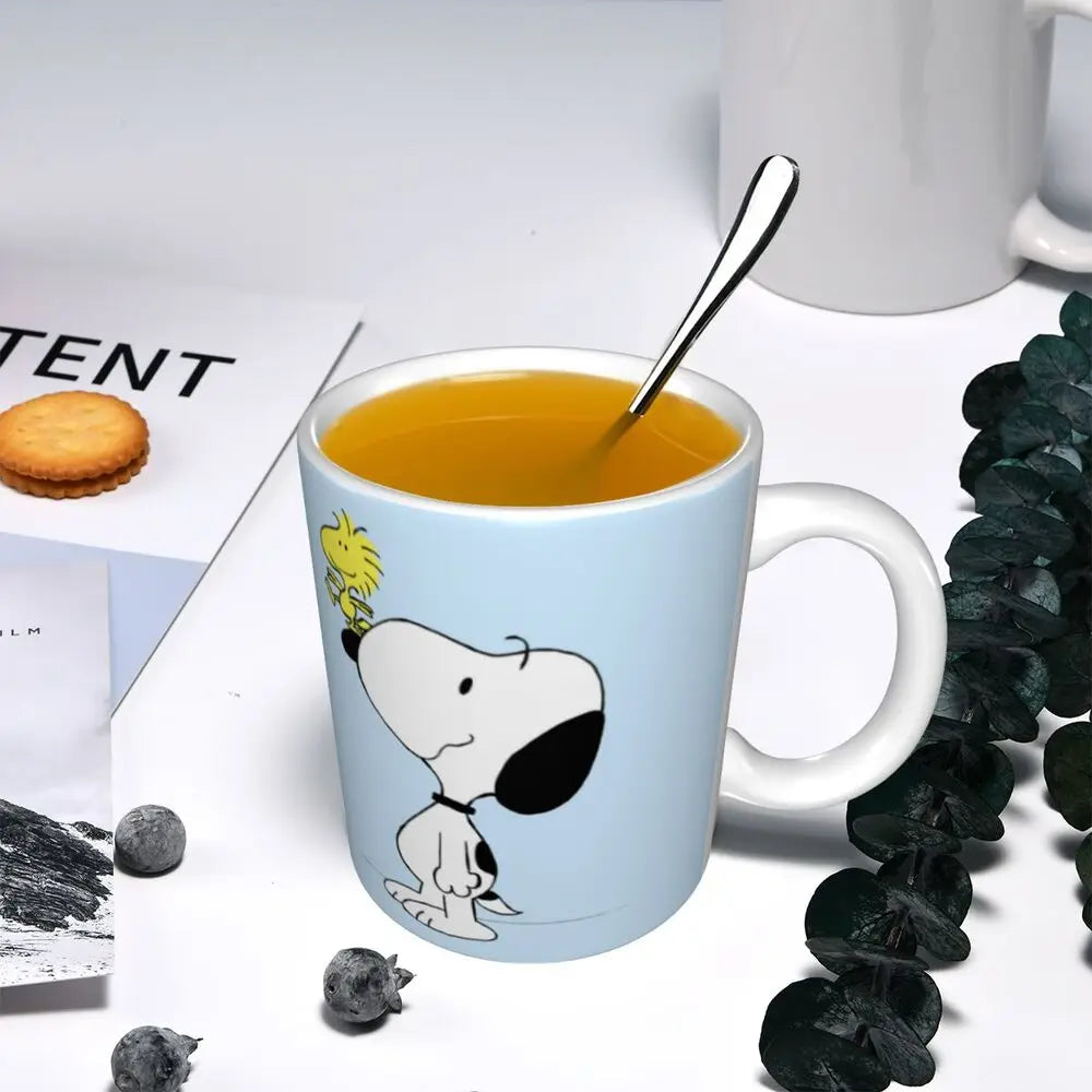 Custom Cartoon Snoopy Woodstock Animation Coffee Mug DIY Ceramic Milk Tea Cups