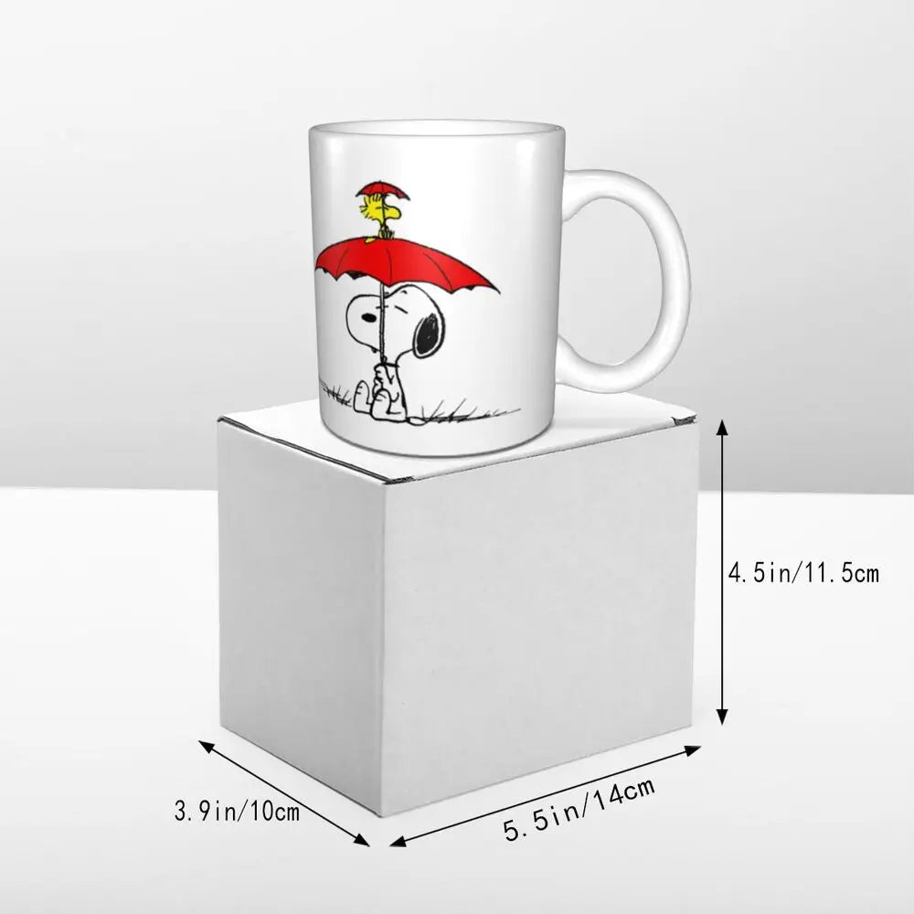 Custom Cartoon Snoopy Woodstock Animation Coffee Mug DIY Ceramic Milk Tea Cups