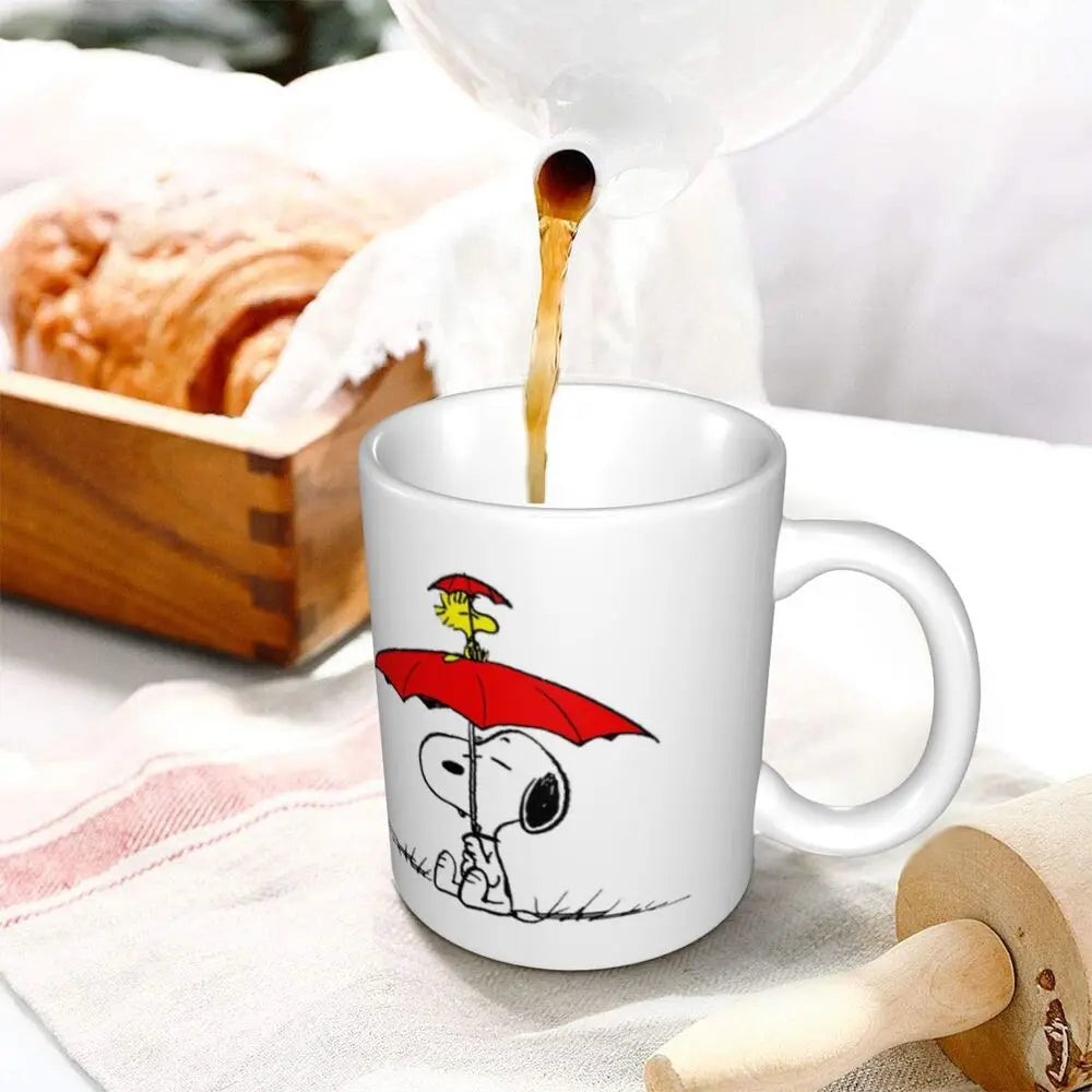 Custom Cartoon Snoopy Woodstock Animation Coffee Mug DIY Ceramic Milk Tea Cups
