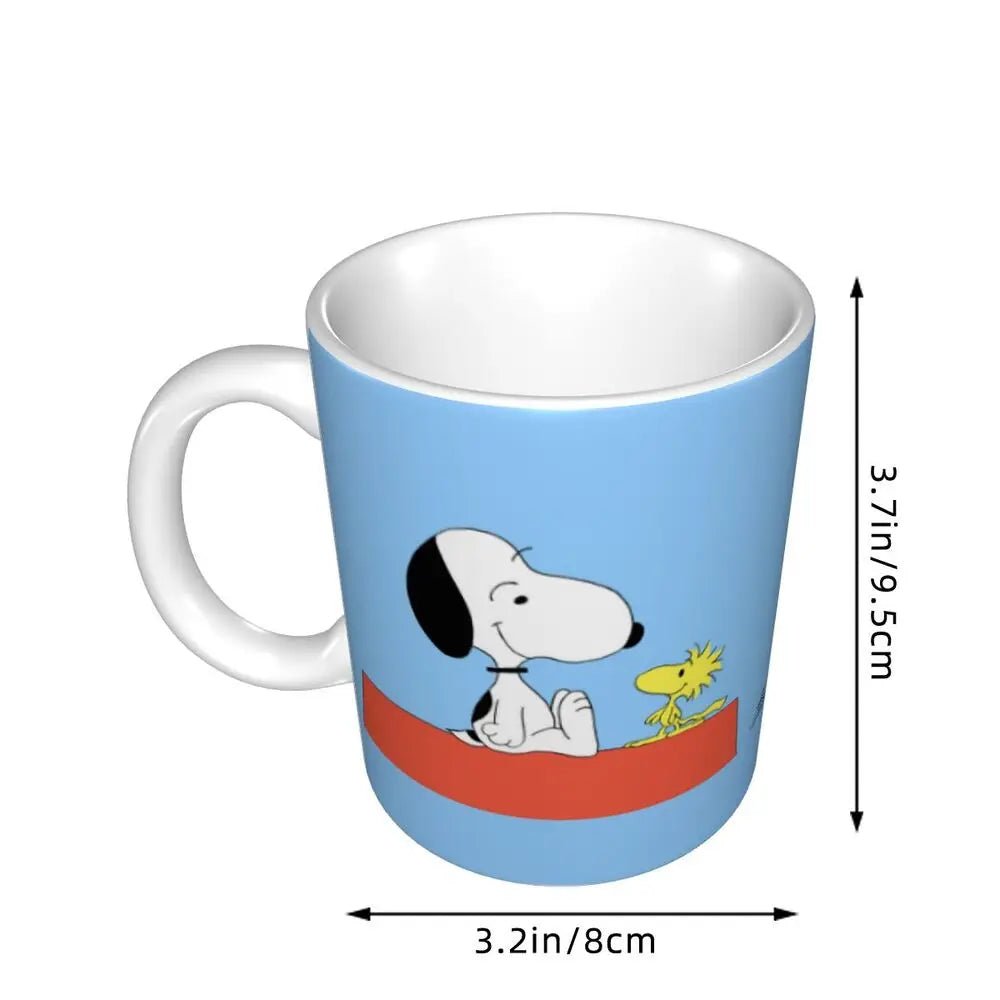 Custom Cartoon Snoopy Woodstock Animation Coffee Mug DIY Ceramic Milk Tea Cups