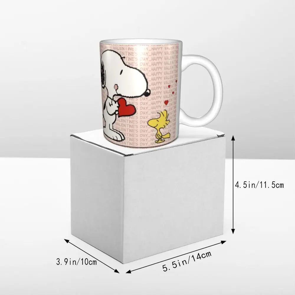Custom Cartoon Snoopy Woodstock Animation Coffee Mug DIY Ceramic Milk Tea Cups