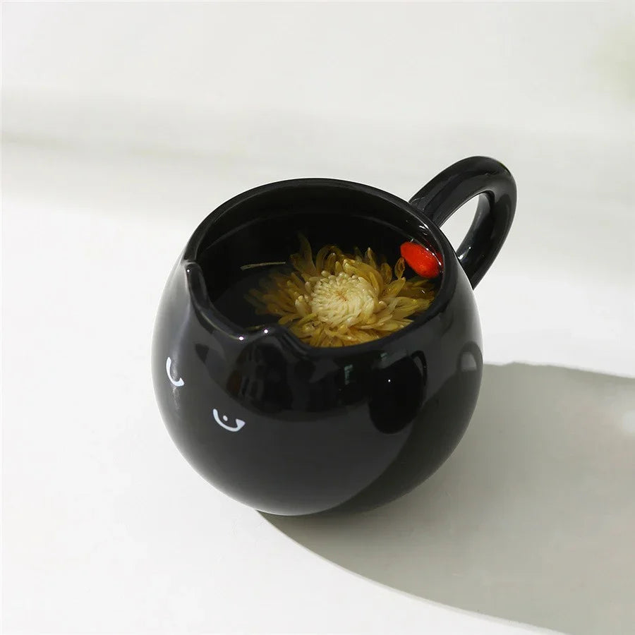 Coffee Mug Office Black Kitten Ceramics Water Cup Creative Hand Painted Breakfast Milk Flower Tea Cups Home Bedroom Water Mug