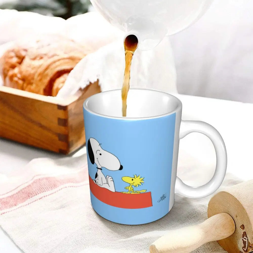 Custom Cartoon Snoopy Woodstock Animation Coffee Mug DIY Ceramic Milk Tea Cups