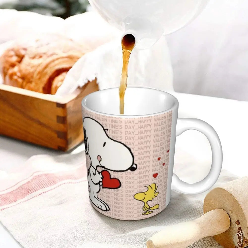 Custom Cartoon Snoopy Woodstock Animation Coffee Mug DIY Ceramic Milk Tea Cups