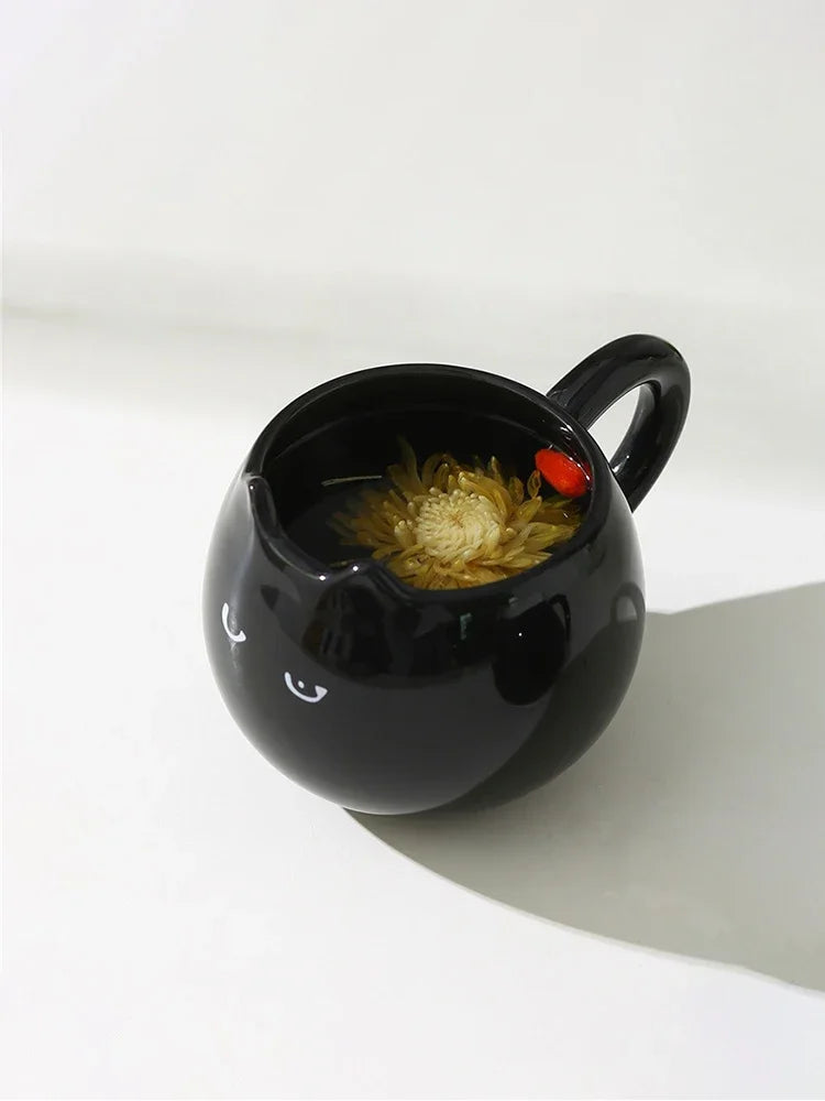 Coffee Mug Office Black Kitten Ceramics Water Cup Creative Hand Painted Breakfast Milk Flower Tea Cups Home Bedroom Water Mug