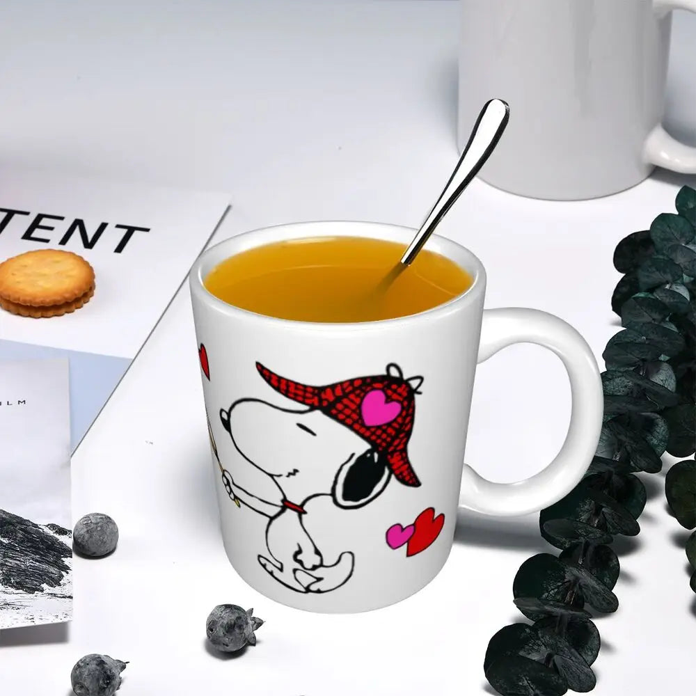 Custom Cartoon Snoopy Woodstock Animation Coffee Mug DIY Ceramic Milk Tea Cups