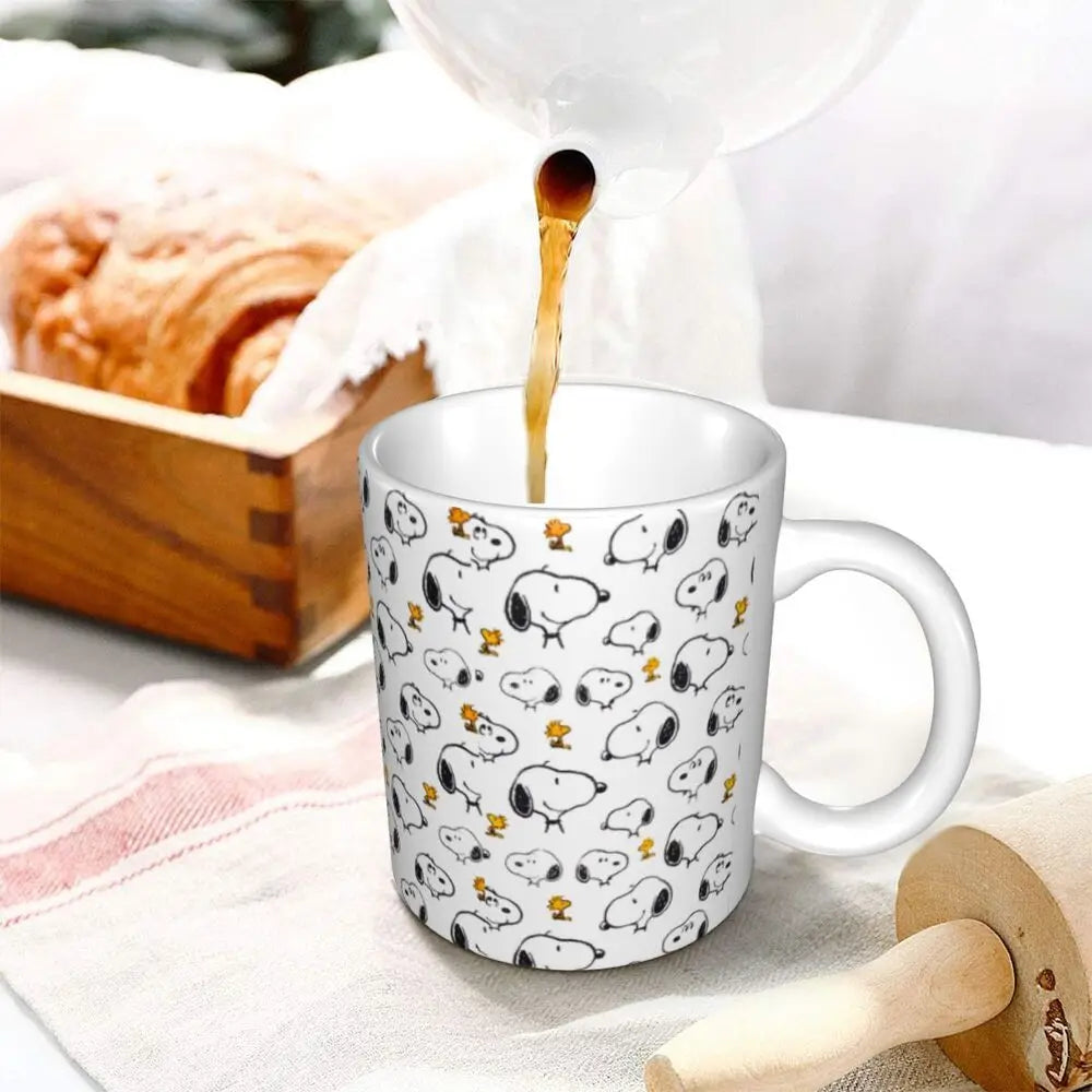 Custom Cartoon Snoopy Woodstock Animation Coffee Mug DIY Ceramic Milk Tea Cups