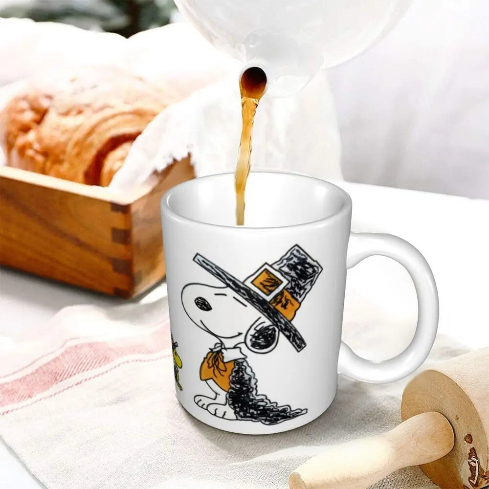 Custom Cartoon Snoopy Woodstock Animation Coffee Mug DIY Ceramic Milk Tea Cups