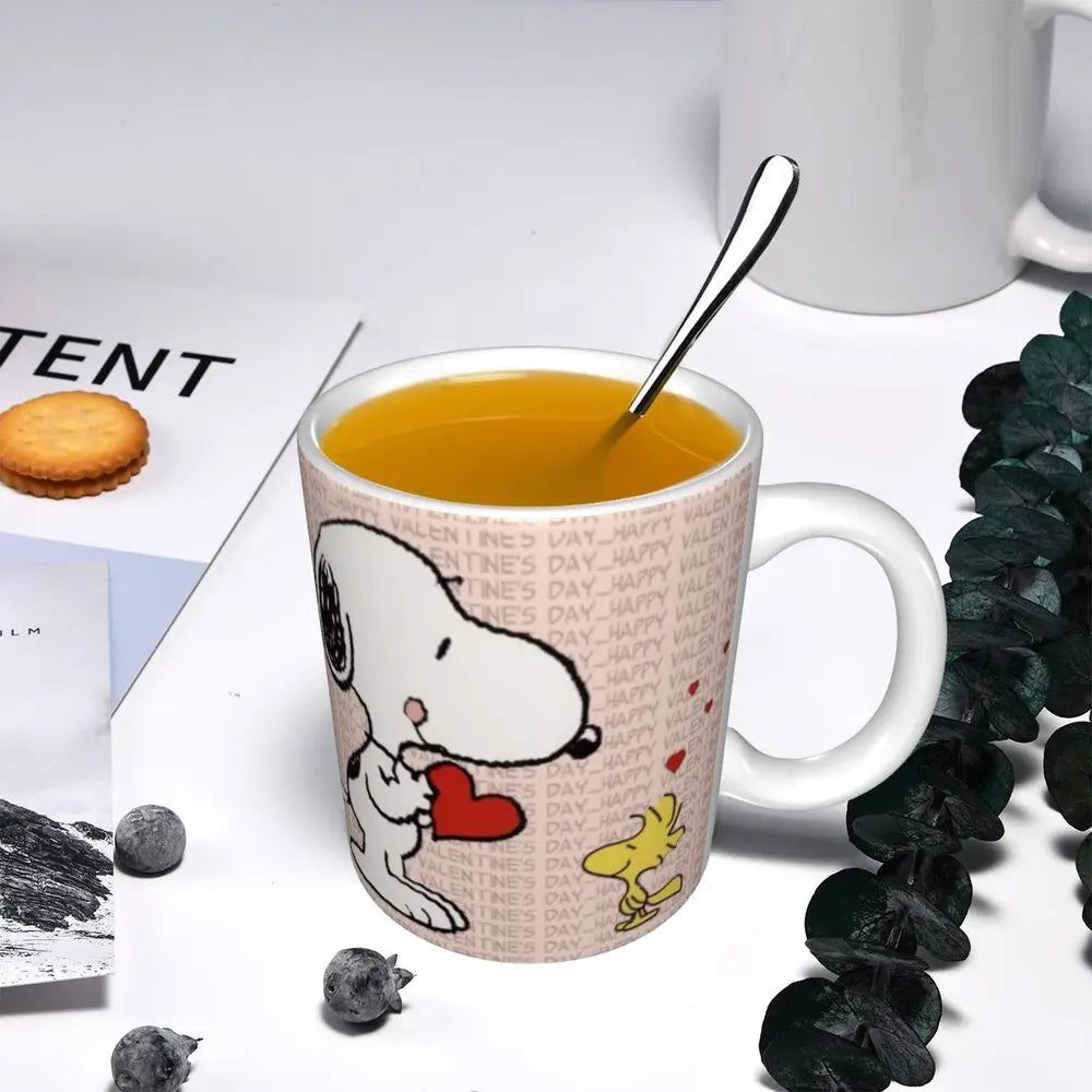 Custom Cartoon Snoopy Woodstock Animation Coffee Mug DIY Ceramic Milk Tea Cups