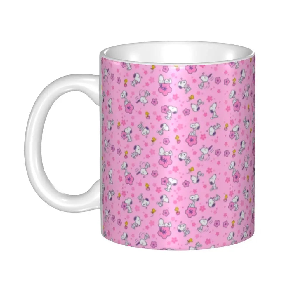 Custom Cartoon Snoopy Woodstock Animation Coffee Mug DIY Ceramic Milk Tea Cups