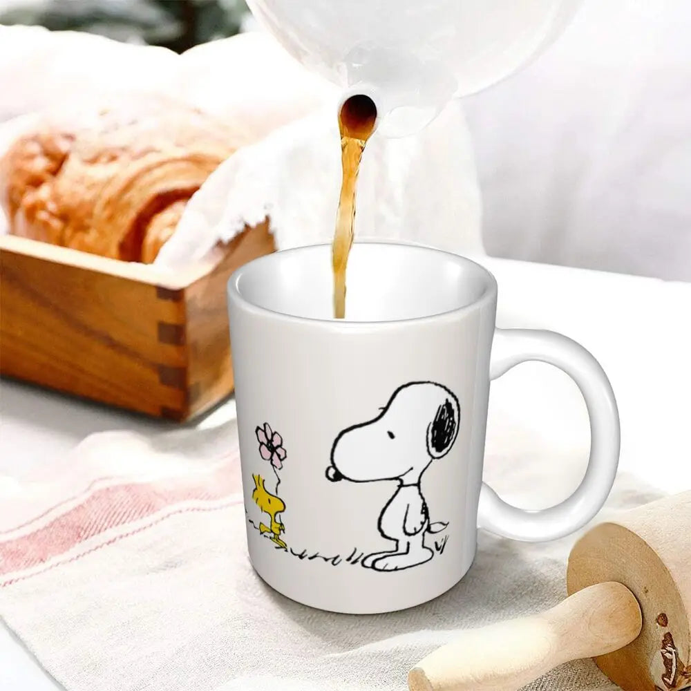 Custom Cartoon Snoopy Woodstock Animation Coffee Mug DIY Ceramic Milk Tea Cups