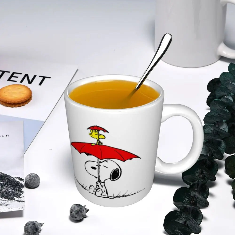 Custom Cartoon Snoopy Woodstock Animation Coffee Mug DIY Ceramic Milk Tea Cups