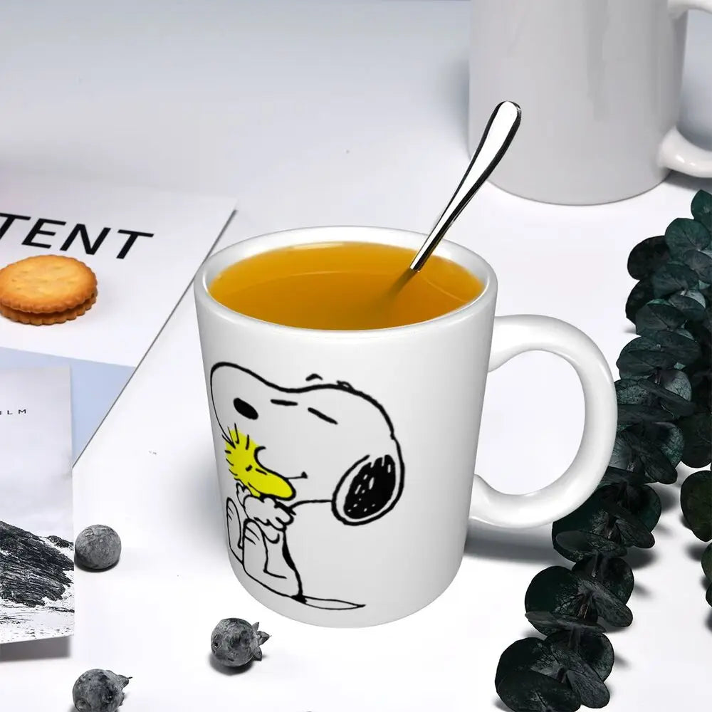 Custom Cartoon Snoopy Woodstock Animation Coffee Mug DIY Ceramic Milk Tea Cups