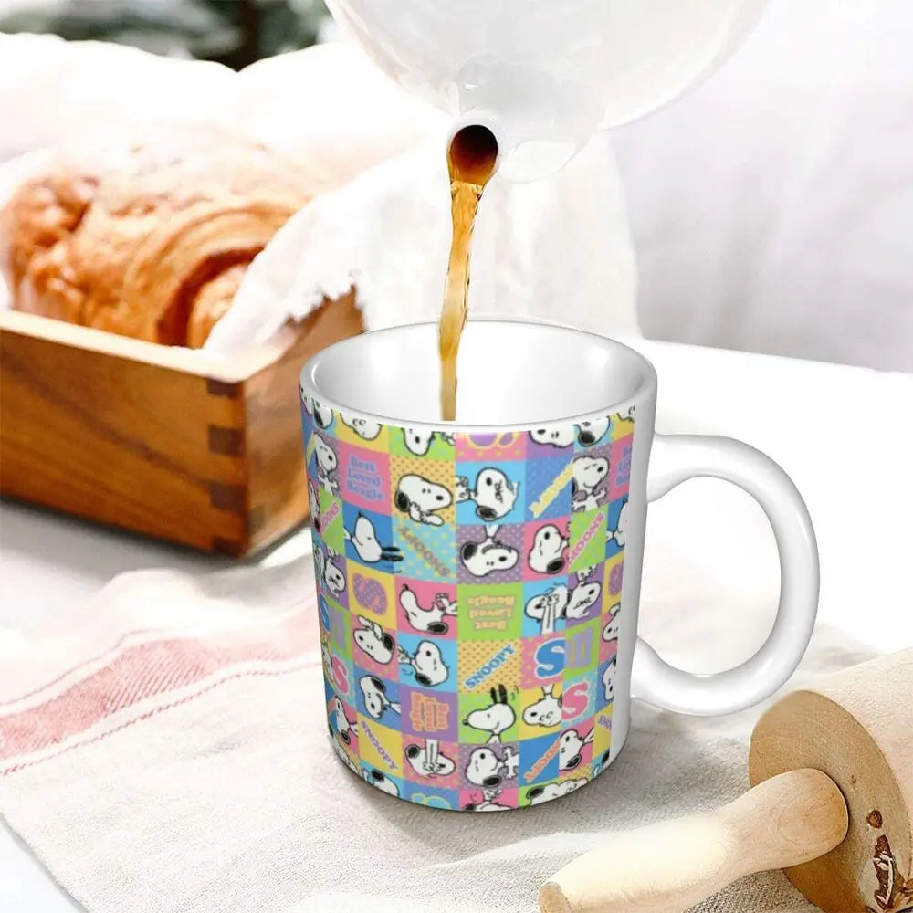 Custom Cartoon Snoopy Woodstock Animation Coffee Mug DIY Ceramic Milk Tea Cups