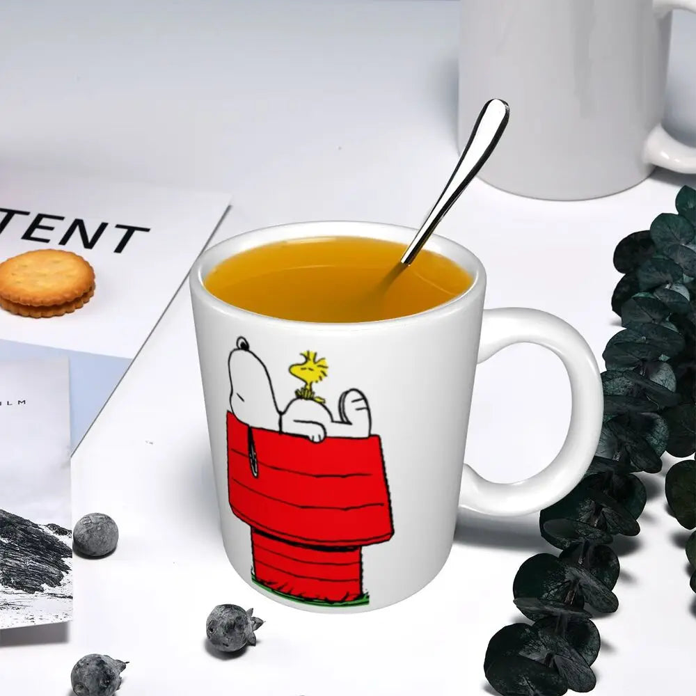 Custom Cartoon Snoopy Woodstock Animation Coffee Mug DIY Ceramic Milk Tea Cups