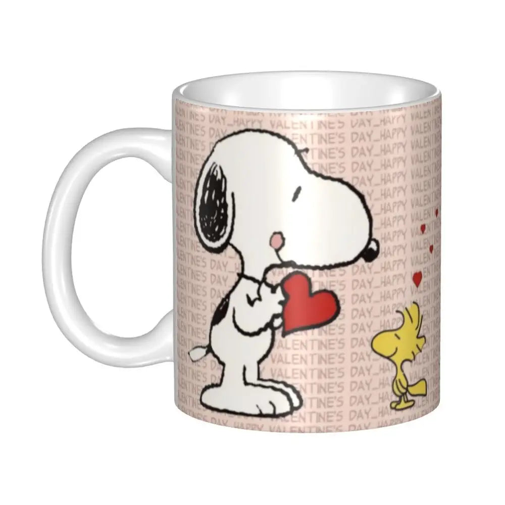 Custom Cartoon Snoopy Woodstock Animation Coffee Mug DIY Ceramic Milk Tea Cups