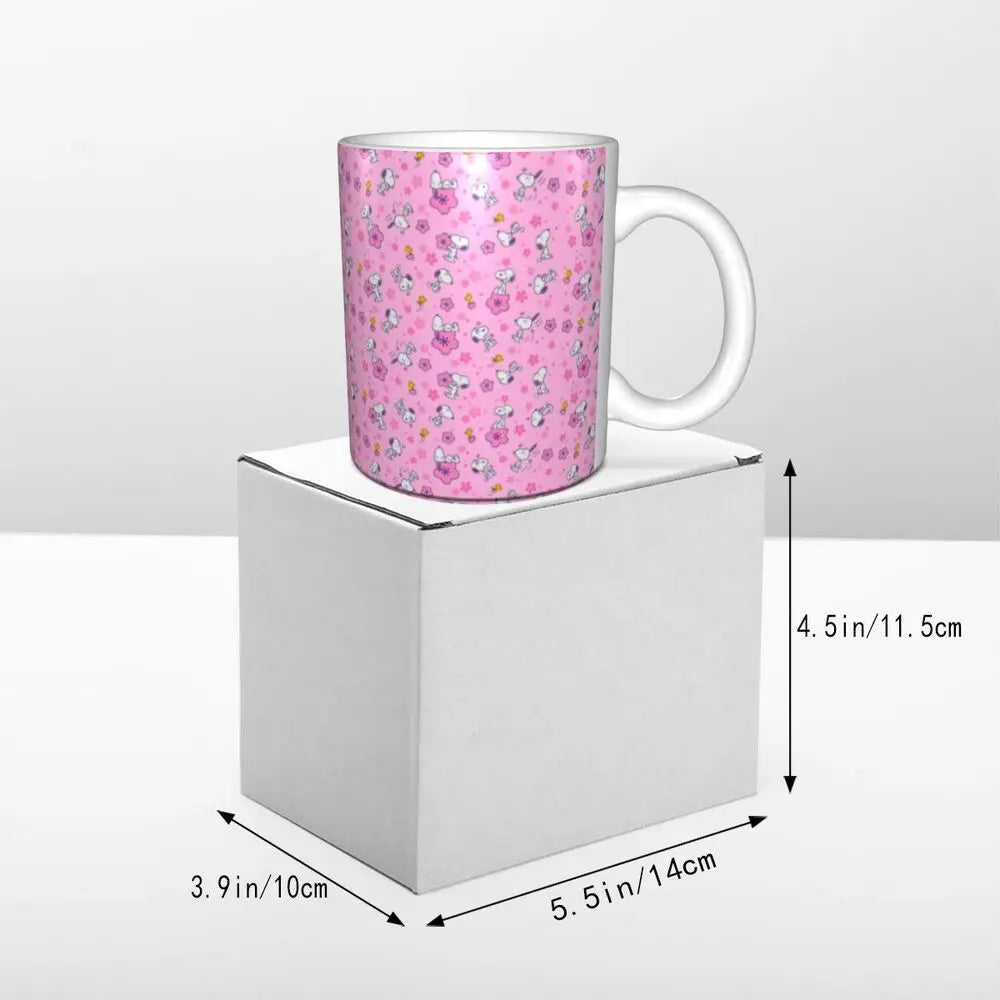 Custom Cartoon Snoopy Woodstock Animation Coffee Mug DIY Ceramic Milk Tea Cups
