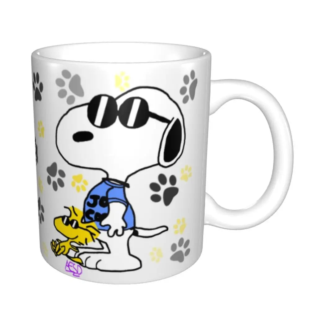 Custom Cartoon Snoopy Woodstock Animation Coffee Mug DIY Ceramic Milk Tea Cups