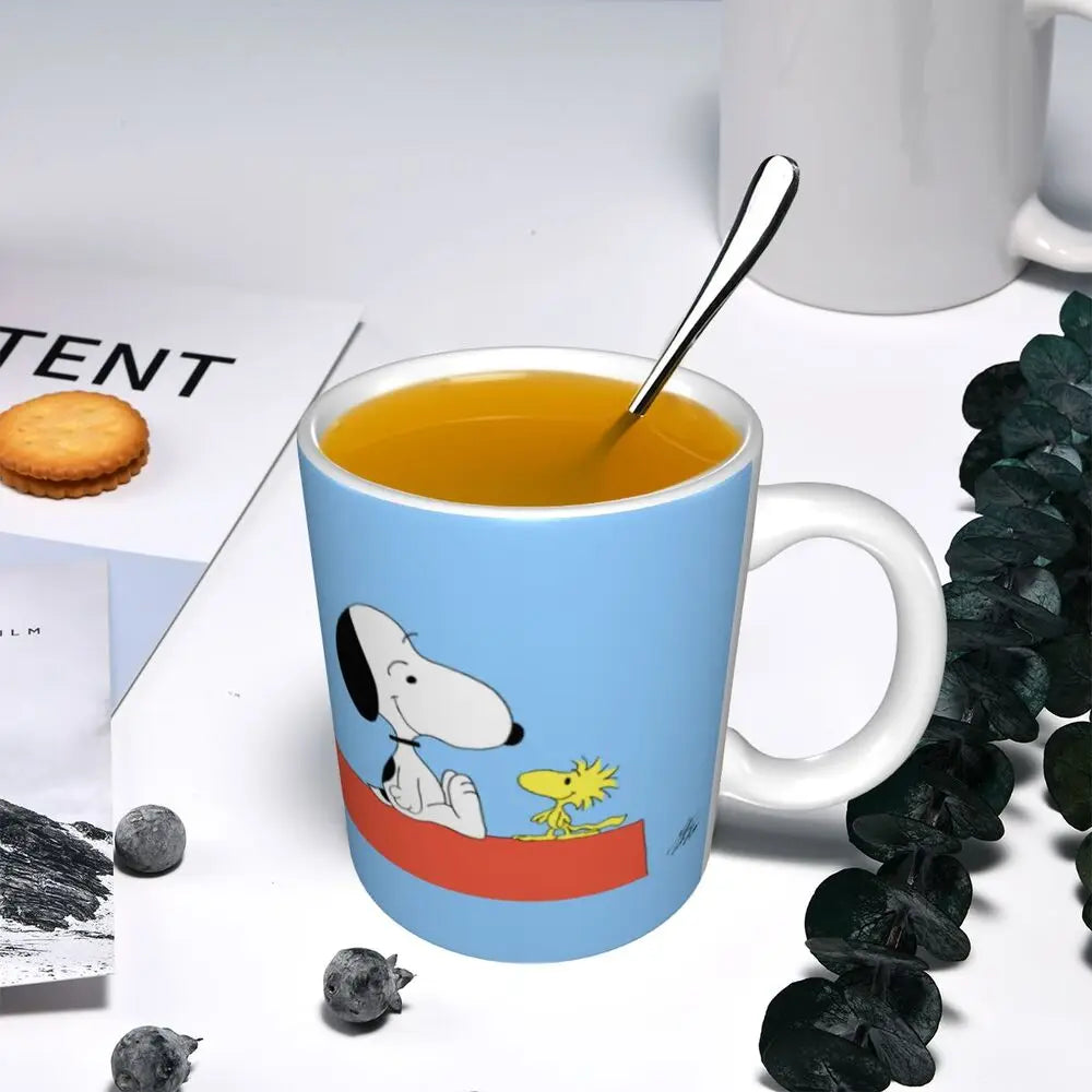 Custom Cartoon Snoopy Woodstock Animation Coffee Mug DIY Ceramic Milk Tea Cups