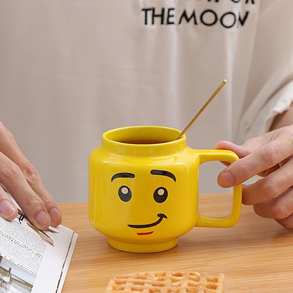 Creative Cartoon Coffee Milk Tea Water Cup Cute Funny Expression Children Milk Breakfast Mug Smile Ceramic Mug Home Water Cup