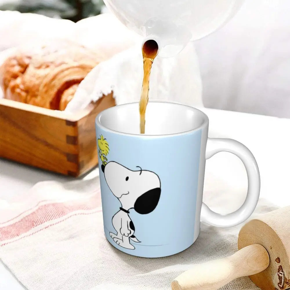 Custom Cartoon Snoopy Woodstock Animation Coffee Mug DIY Ceramic Milk Tea Cups