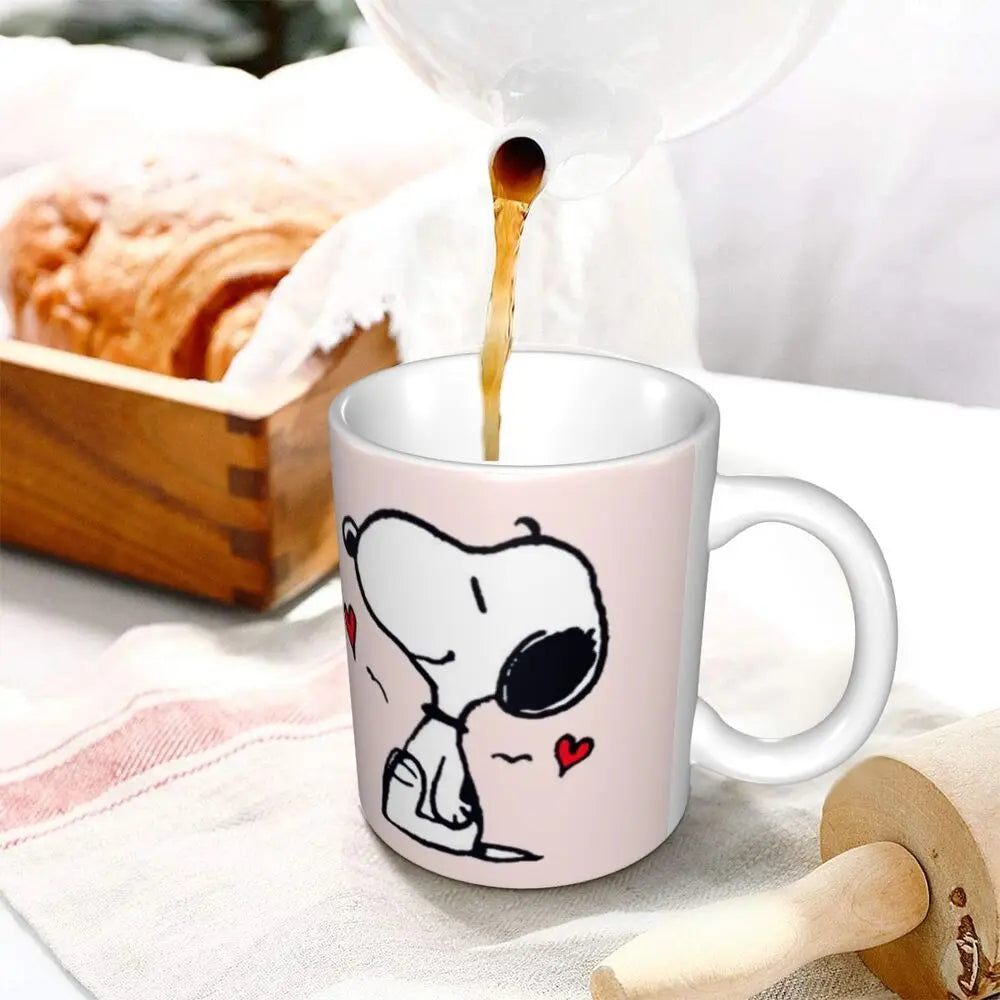 Custom Cartoon Snoopy Woodstock Animation Coffee Mug DIY Ceramic Milk Tea Cups
