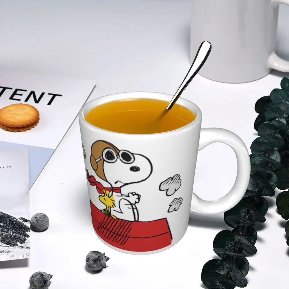 Custom Cartoon Snoopy Woodstock Animation Coffee Mug DIY Ceramic Milk Tea Cups