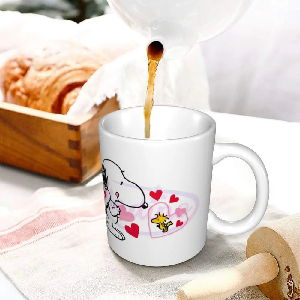 Custom Cartoon Snoopy Woodstock Animation Coffee Mug DIY Ceramic Milk Tea Cups