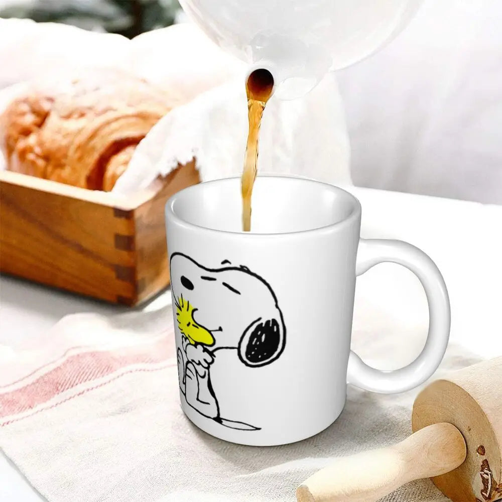 Custom Cartoon Snoopy Woodstock Animation Coffee Mug DIY Ceramic Milk Tea Cups