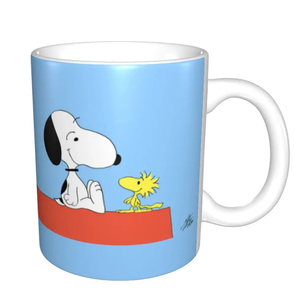 Custom Cartoon Snoopy Woodstock Animation Coffee Mug DIY Ceramic Milk Tea Cups