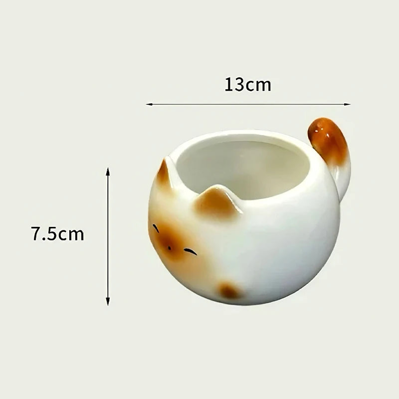 Ceramic Coffee Mug Cat Style Cartoon Cup With Handle Latte Art Water Cup Decoration Smiling Face Bottle for Office Drinking