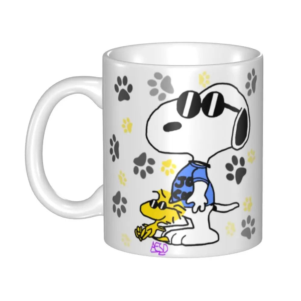 Custom Cartoon Snoopy Woodstock Animation Coffee Mug DIY Ceramic Milk Tea Cups