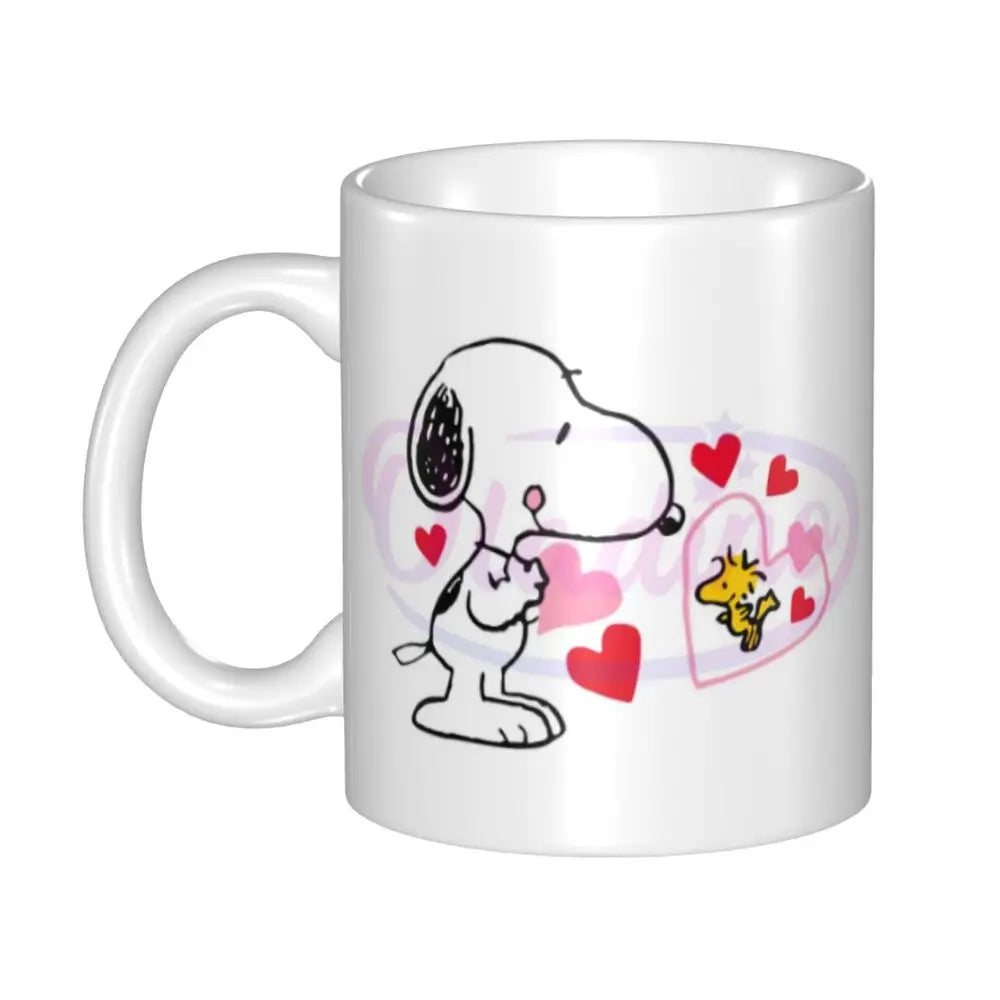 Custom Cartoon Snoopy Woodstock Animation Coffee Mug DIY Ceramic Milk Tea Cups