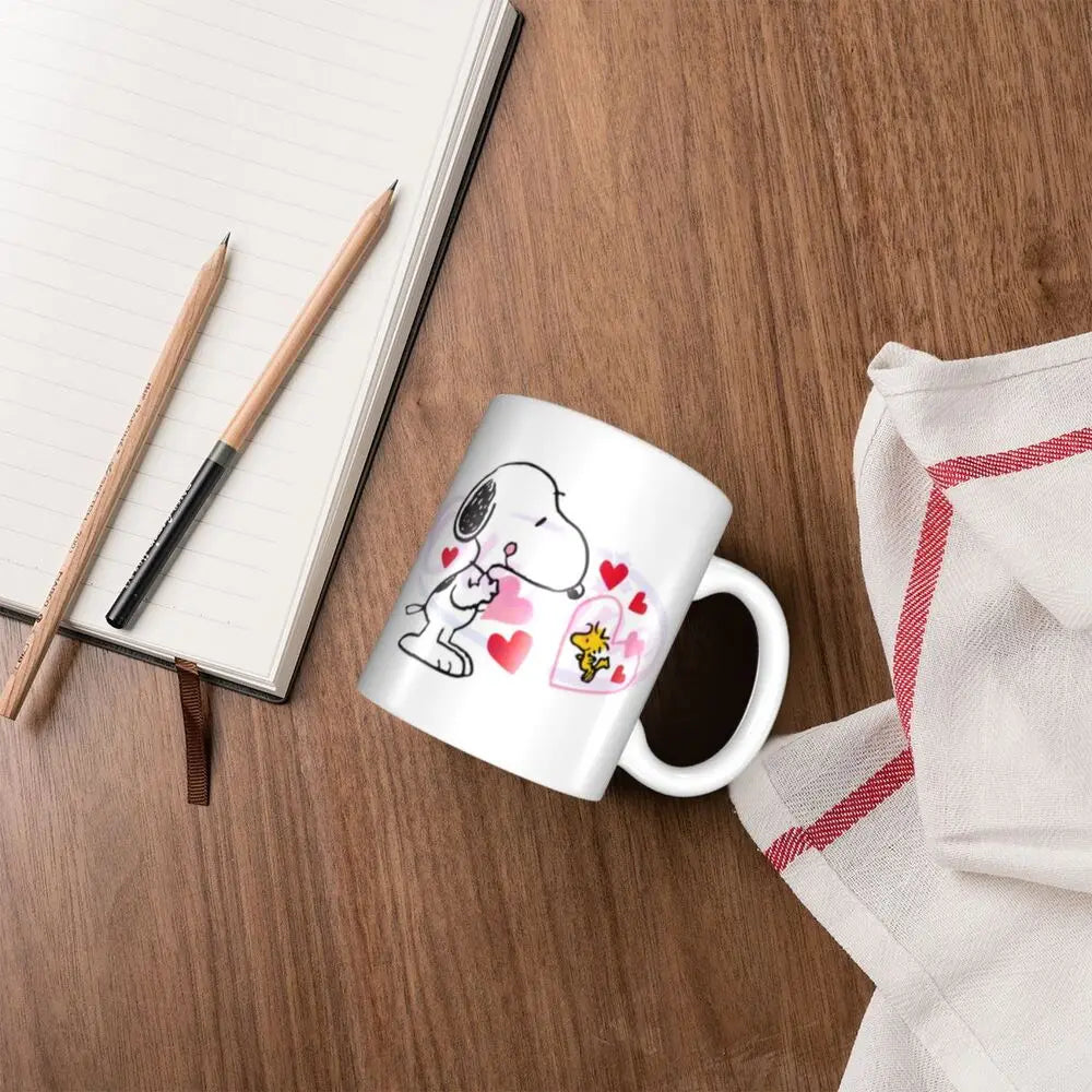 Custom Cartoon Snoopy Woodstock Animation Coffee Mug DIY Ceramic Milk Tea Cups