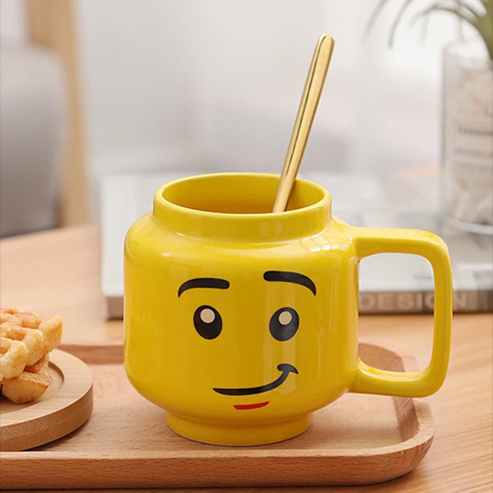 Creative Cartoon Coffee Milk Tea Water Cup Cute Funny Expression Children Milk Breakfast Mug Smile Ceramic Mug Home Water Cup